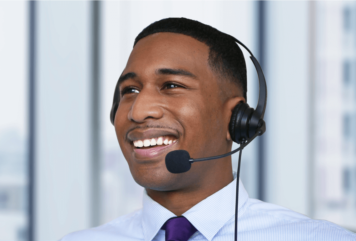 a man workig in a call centre